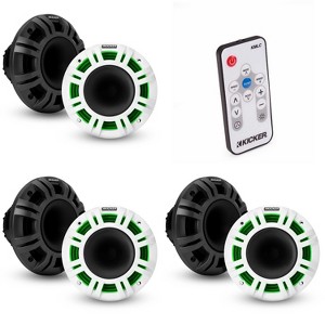 Kicker (3) 48KMXL65 6.5" 4-Ohm RGB-LED KMXL Horn-Loaded Marine Coaxial Speakers, Pair w/ LED Remote - 1 of 4