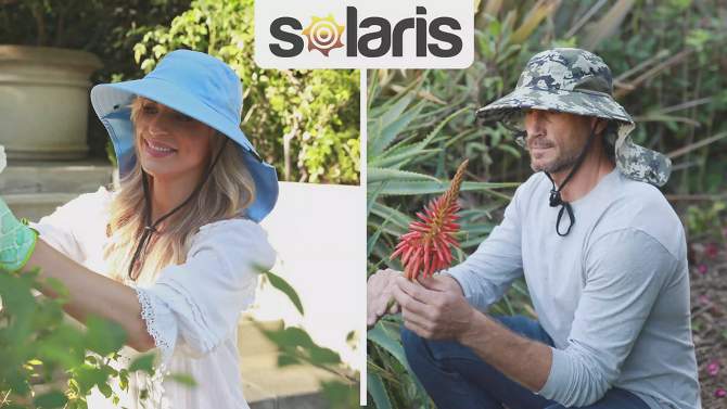 Solaris Neck Flap Fishing Safari Cap for Men & Women, Wide Brim Sun Hat for Outdoor Hiking, Camping, Gardening, 2 of 8, play video