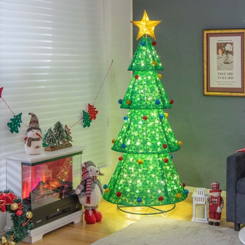 6FT Pop Up Christmas Tree Artificial with Remote, Pull Up