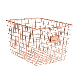 Spectrum Diversified Small Storage Basket Rose Gold: Portable Metal Utility Storage for Garage & Cabinets - 1 of 4