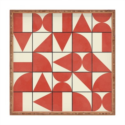 17" Wood Alisa Galitsyna Geometric Puzzle Large Square Tray - society6