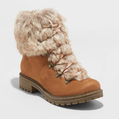 lace up faux fur boots