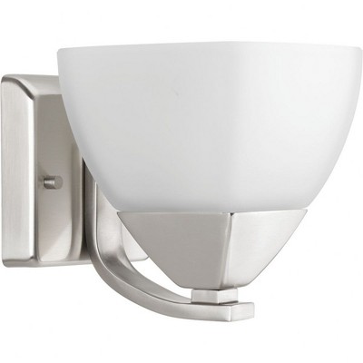 Progress Lighting, Appeal Collection, 1-Light Wall Sconce, Brushed Nickel, Etched White Glass Shade