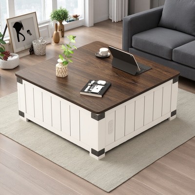 Farmhouse Lift-Top Coffee Table with Charging Ports