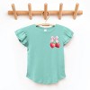 The Juniper Shop Coquette Strawberry Watercolor Flutter Sleeve Tee - 5/6T - Seafoam - 2 of 4