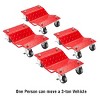 Fleming Supply Heavy-Duty Tire Skates – Set of 4, Red - 2 of 4