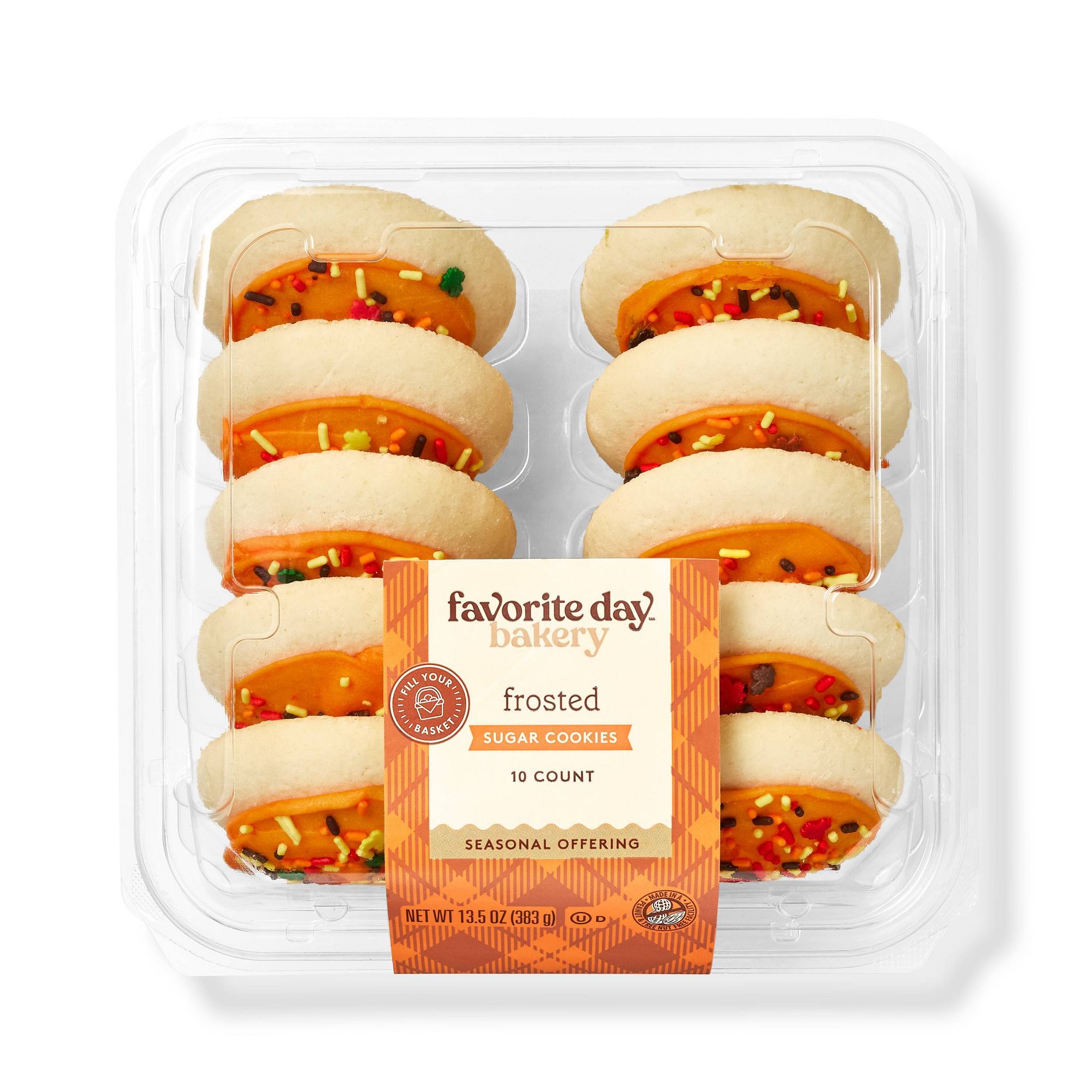 Harvest Orange Frosted Cookies - 13.5oz/10ct - Favorite Day™