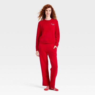Women's Cozy Alpine Knit Boucl Crewneck Pullover Sweater - Universal Thread' Red - image 3