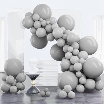 PartyWoo Balloons Gray Matte 18 12 10 5 Inch 100 pcs