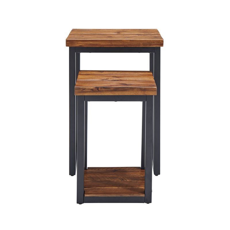 Set of Two Claremont Rustic Wood Nesting End Tables Dark Brown - Alaterre Furniture, 6 of 11