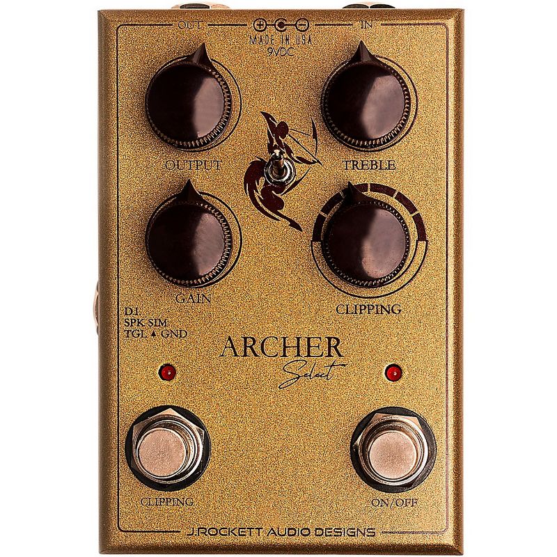 J.Rockett Audio Designs Archer Select Boost/Overdrive Effects Pedal Gold, 1 of 3