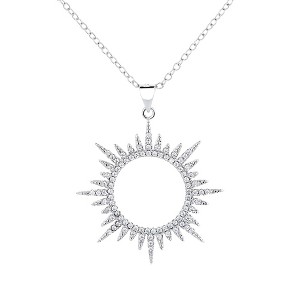 14k Gold And Sterling Silver Sunburst Pendant Necklace with crystals - 1 of 4