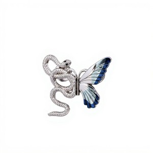 Anna-Kaci 3-Piece Snake and Butterfly Jean Buckle Extender Set with Detailed Metal Designs for Adjustable Fit and Added Waistroom 1.4x1.2in - Silver - 1 of 4