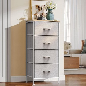 PAGED Dresser with 4 Fabric Drawers, Versatile Chest of Drawers, Modern Storage Cabinet with Wooden Top for Living Room, Bedroom - 1 of 4