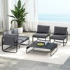 Tangkula Patio Chairs Set of 4 w/ Removable Cushions Heavy Duty Metal Frame Poolside - 3 of 4
