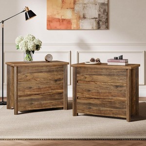 Tribesigns Wood Nightstand with 3 Drawers, Farmhouse Bedside Table with Storage for Bedroom and Small Spaces, Easy Assembly - 1 of 4