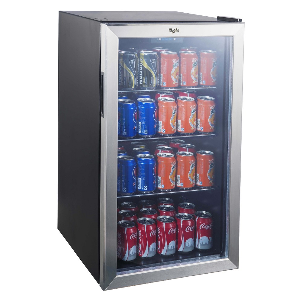 Photos - Fridge Whirlpool 3.6 cu ft Mini Refrigerator Beverage Center - Stainless Steel WHB36S: Freestanding Drink , 109 Cans 