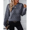 Coolmee Women Retro Cable Knit Crew Neck Long Sleeve Pullover Sweater - 2 of 4