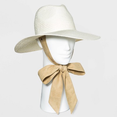 Women's Straw Panama Hat with Ties - Universal Thread™ Ivory