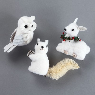 Lakeside Clip On Ornaments - Owl, Squirrel and Deer Christmas Decor - Set of 3