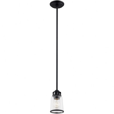 Lawrenceville Mini Black Hand-Blown Seeded Glass Pendant Light