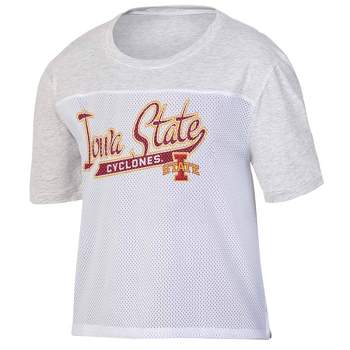 NCAA Iowa State Cyclones Women's White Mesh Yoke T-Shirt