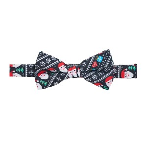Jacob Alexander Men's Santa Claus Gifts Hearts Snowflakes Diagonal Pattern Pre-Tied Adjustable Banded Bow Tie - 1 of 2