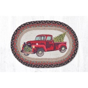 Earth Rugs Christmas Truck Printed Oval Placemat 13"x19" Cottage Farmhouse Holiday Decor - 1 of 3