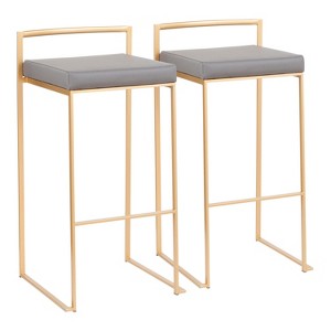 TOAOTBNBOB Contemporary Barstool with Stackable Design, Upholstered Counter Height Bar Stools, Industrial Bar Chairs for Dining Room, Gray - 1 of 4