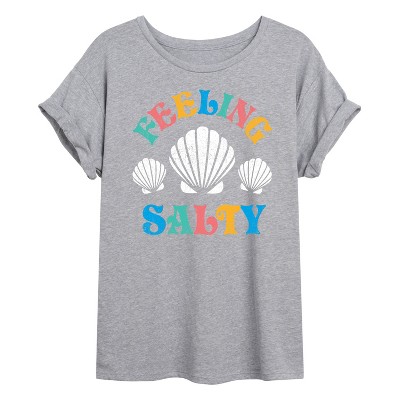 Women's - Instant Message - Feeling Salty Shells Oversized Graphic T-Shirt