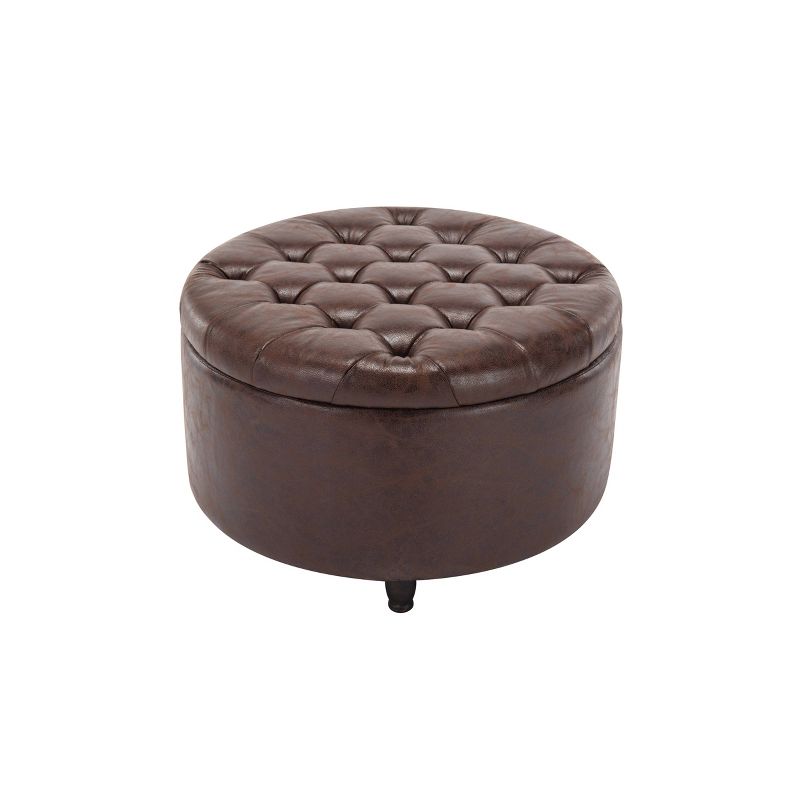 Large Round Tufted Storage Ottoman with Lift Off Lid - WOVENBYRD, 3 of 19