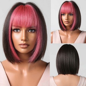 Jessie's Wig 10 Inch Short Bob Bang Wig Synthetic Wig Pink 1 Pc/Pack - 1 of 2