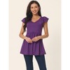 Seta T Women's Ruffle Cap Sleeve Flowy Hide Belly V Neck Babydoll Tunics T-Shirt - 3 of 4