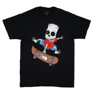 The Simpsons Men's Bart Skeleton Skate Board Adult Short-Sleeve T-Shirt - 1 of 3