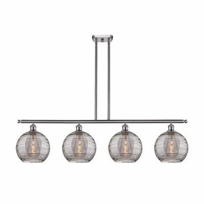 Athens Deco Swirl - 4 Light Stem Hung Island In Industrial Style-12.13 Inches Tall and 48.25 Inches Wide