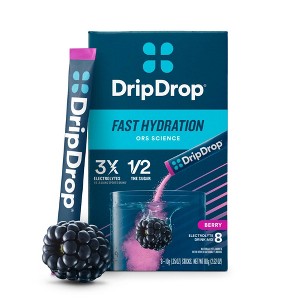 DripDrop Electrolyte Dehydration Relief Vegan Powder - Berry - 2.82oz/8ct - 1 of 4