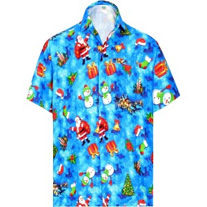 HAPPY BAY Mens Hawaiian Shirts Short Sleeve Button Down Shirt Men's Christmas Party Casual Holiday Island Shirts for Men Funny - 1 of 4