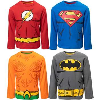 DC Comics Justice League Batman Superman The Flash 4 Pack Long Sleeve T-Shirts Little Kid to Big