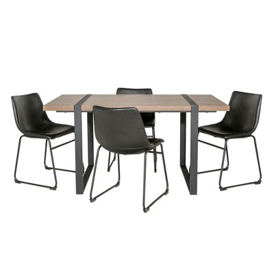 5pc Urban Blend Dining Set Driftwood/Black - Saracina Home