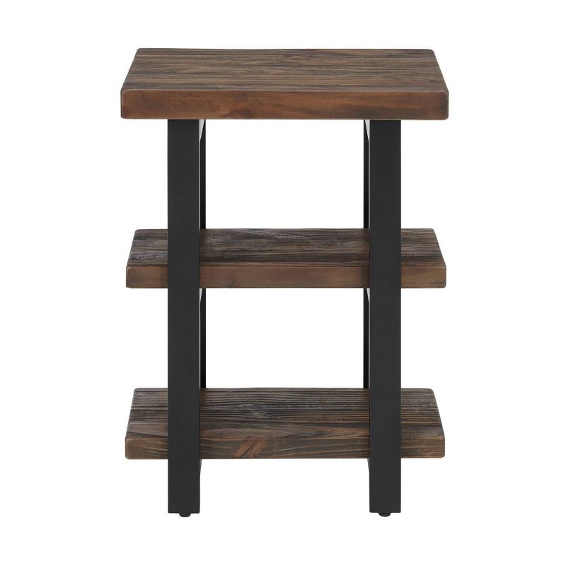 Pomona 2 Shelf End Table Reclaimed Wood Rustic Natural - Alaterre Furniture, 3 of 12