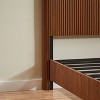 Queen Size Wooden Bed Frame with Corrugated Curved Design, Rustic Wood Accents & Sturdy Metal Support-- Frevyn - 4 of 4