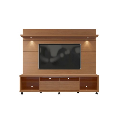 Cabrini Tv Stand And Floating Wall Tv Panel With Led Lights 2 2 Maple Cream Off White Manhattan Comfort Target