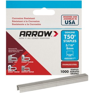 Arrow T50 Heavy Duty Stainless Steel Staples, 5/16Inches x 3/8Inches, 1000ct - 1 of 1