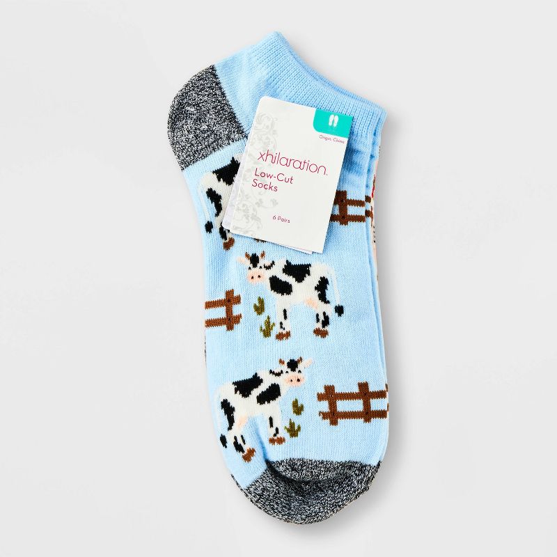 Women&#39;s Farm Animals 6pk Low Cut Socks - Xhilaration&#8482; Assorted Colors 4-10, 3 of 5