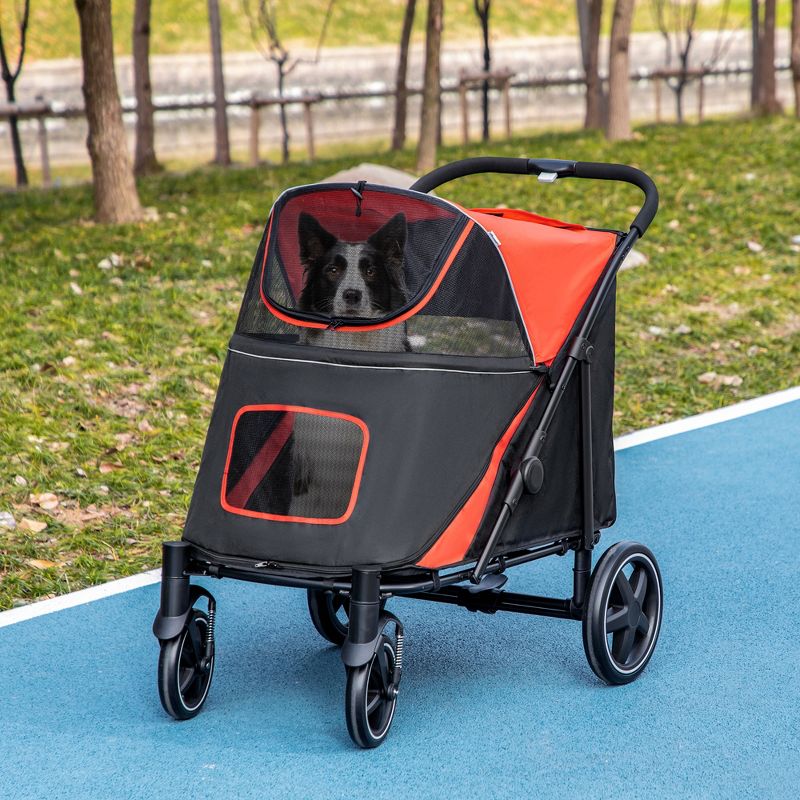 PawHut One-Click Foldable Large Doggy Stroller for Medium Dogs & Large Dogs, Pet Stroller with Storage, Dog Accessories, Dog Walking Stroller, 2 of 7