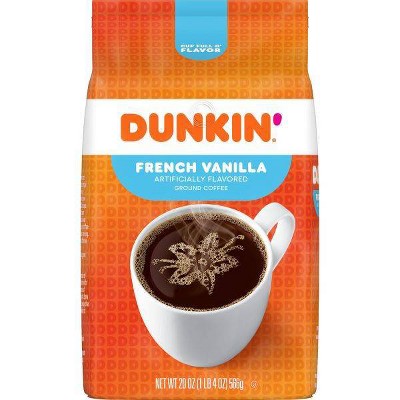 Dunkin' French Vanilla Flavored Medium Roast Ground Coffee - 20oz