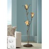 Franklin Iron Works Intertwined Lilies Rustic Farmhouse 68 1/4" Tall Floor Lamp Smart Socket Bronze Gold 3-Light Amber Glass for Living Room - 2 of 4