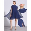 Allegra K Women's Loose Flowy Cloak Sleeve Cape Pleated Chiffon Dress - 2 of 4