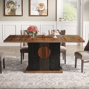 Tribesigns 55" Farmhouse Dining Table for 4 to 6 People, Rectangular Wood Dinner Table for Kitchen, Dining Room, Living Room - 1 of 4