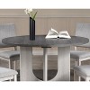 ORRD 48 Inch Round Dining Table  , Transitional Two-Tone Finish with U-Shaped Pedestal Base, Rubberwood Dining Room Table，Grey - 3 of 4